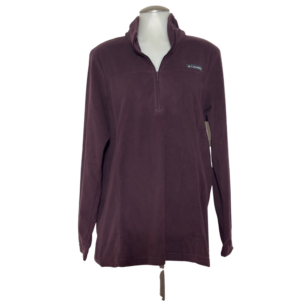 Columbia Fleece Pullover Women XL Purple Quarter Zip Regular Fit NEW